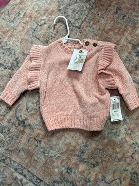 Soft Pink Baby Knit Top with Shoulder Buttons NWT